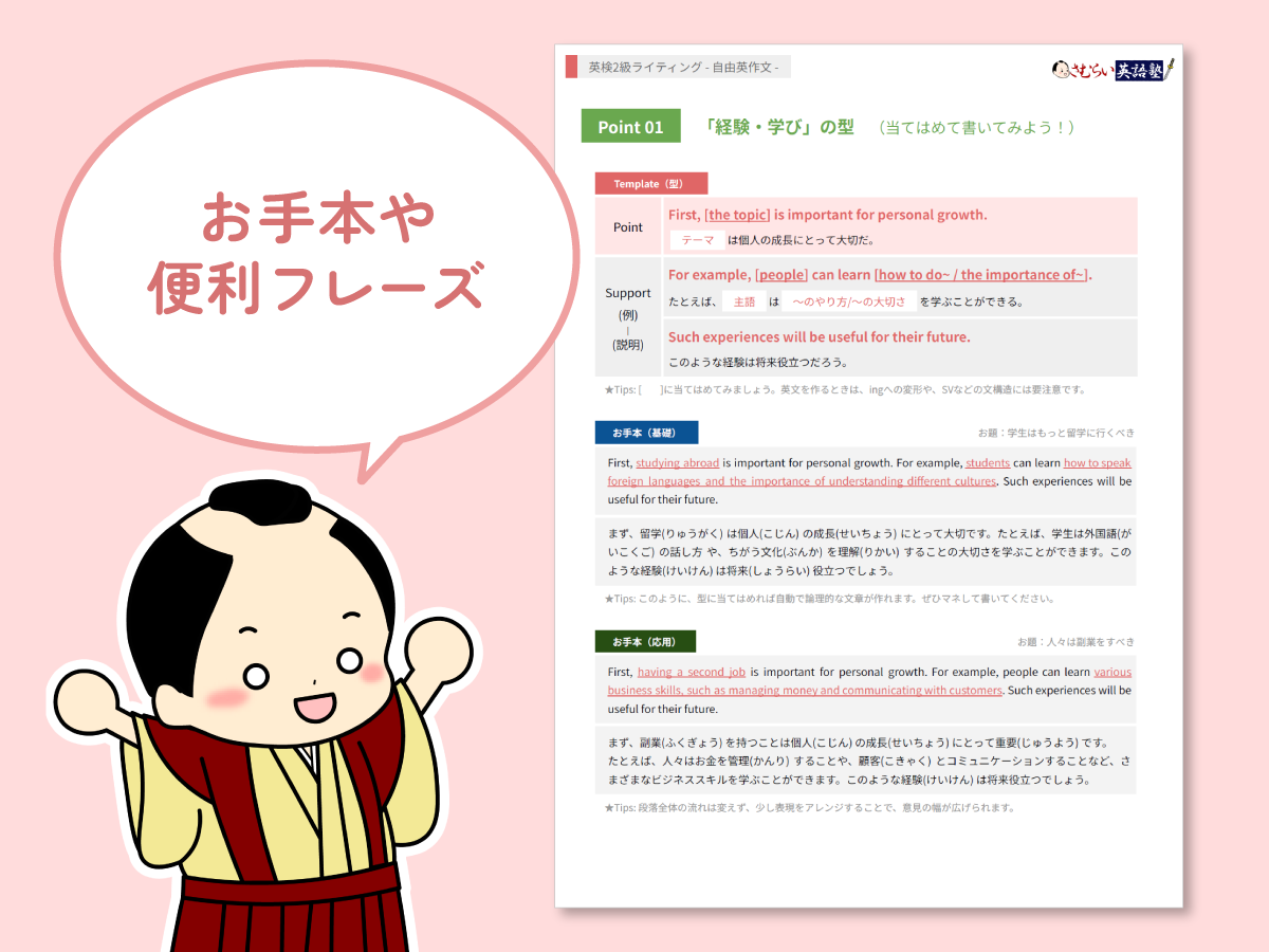 さむらい英語塾 英検2級 ライティング 教材 ドリル