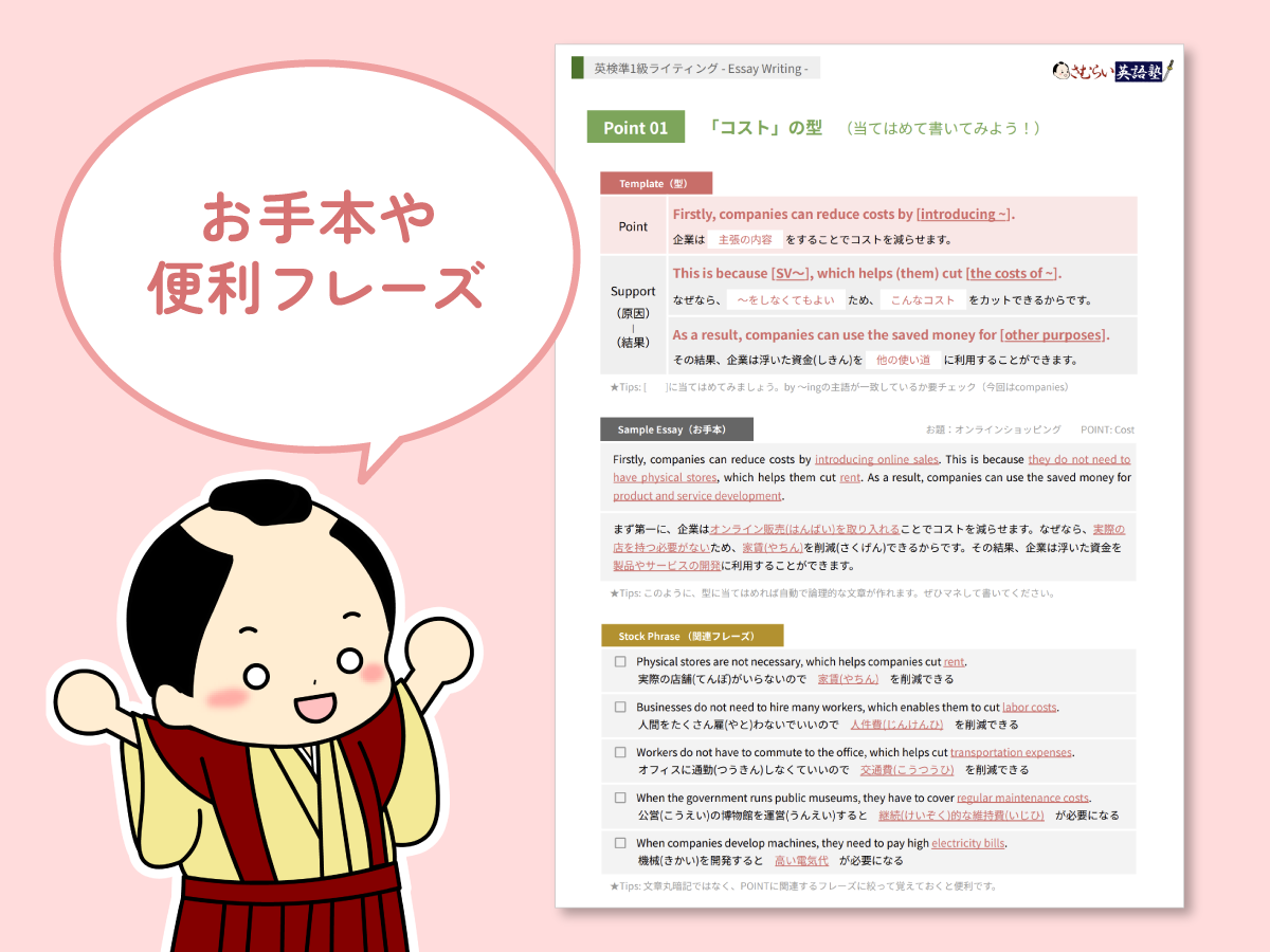 さむらい英語塾 英検準一級 ライティング 教材 ドリル