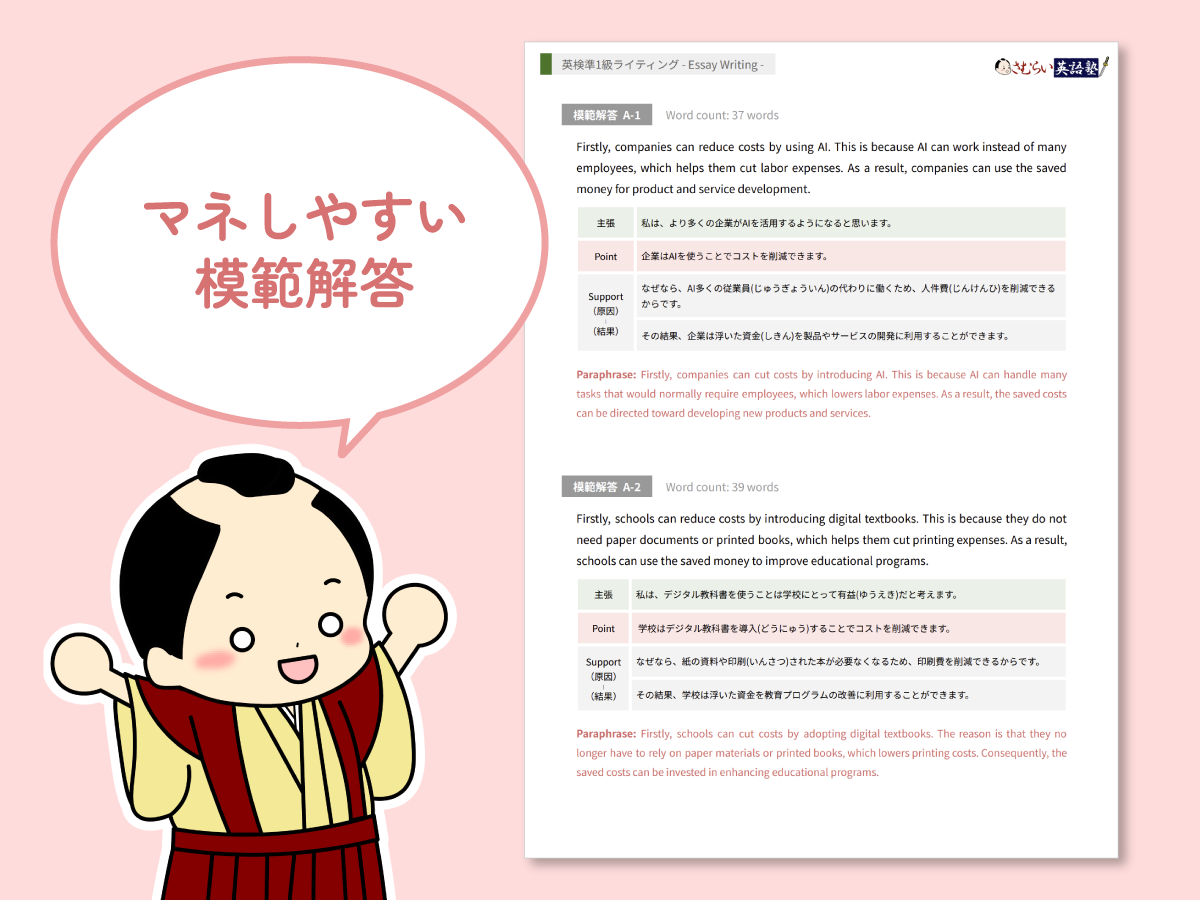 さむらい英語塾 英検準一級 ライティング 教材 ドリル