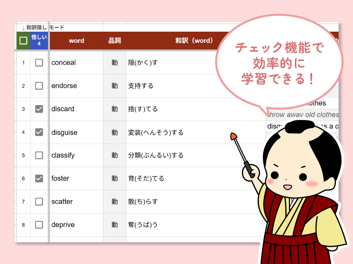 さむらい英語塾 英検準一級 単語 チェック機能