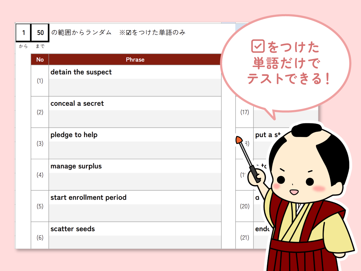 さむらい英語塾 英検準一級 単語 復習テスト